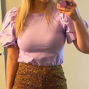 A New Day Lavender Puff Sleeve Tee